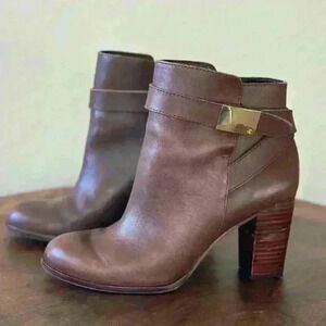 LOUISE ET CIE ZANARA LEATHER BROWN BACK WRAP ANKLE HEELS BOOTIE‎ WOMEN Size 7.5
